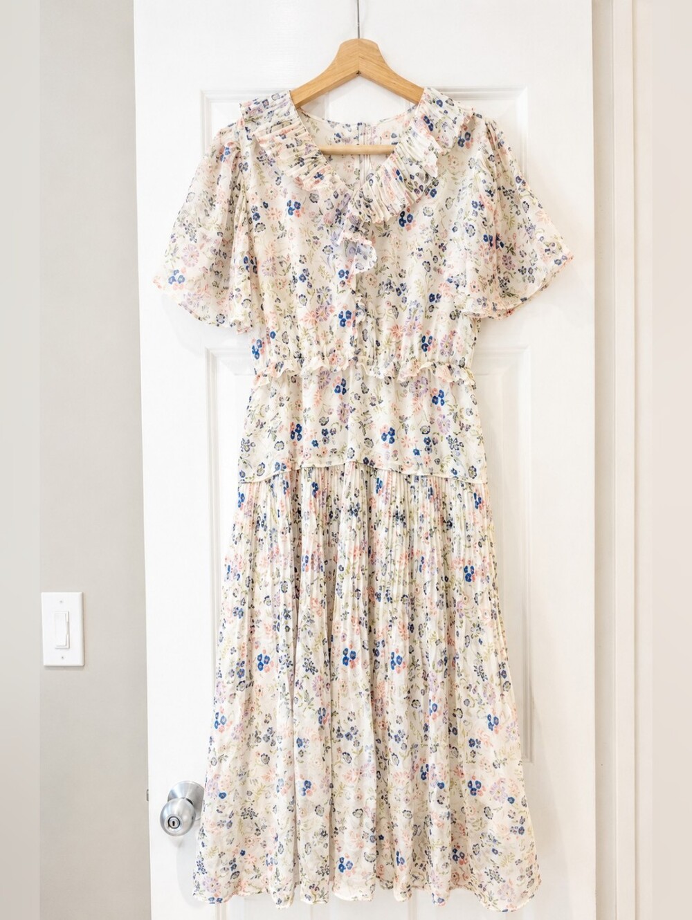 Coquette Tiered Floral Chiffon Dress Soft Girl Ruffle Prairie Cottagecore S/M